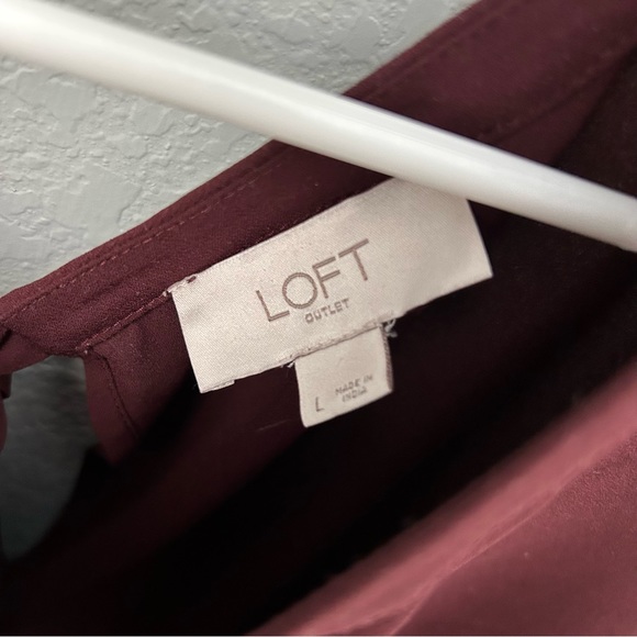 Loft Outlet Burgundy Flowy Sleeved Blouse - Picture 2 of 6